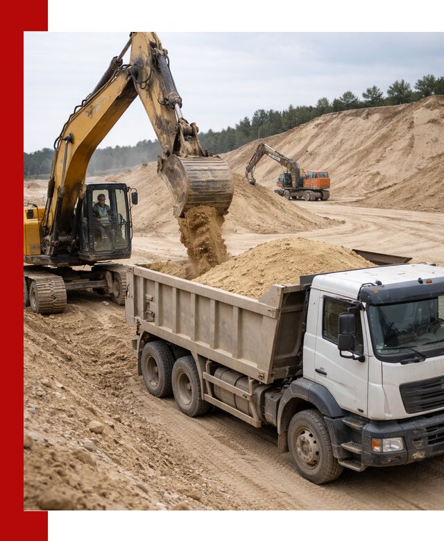 Доставка карьерного песка с самосвалами и разгрузкой в Губахе