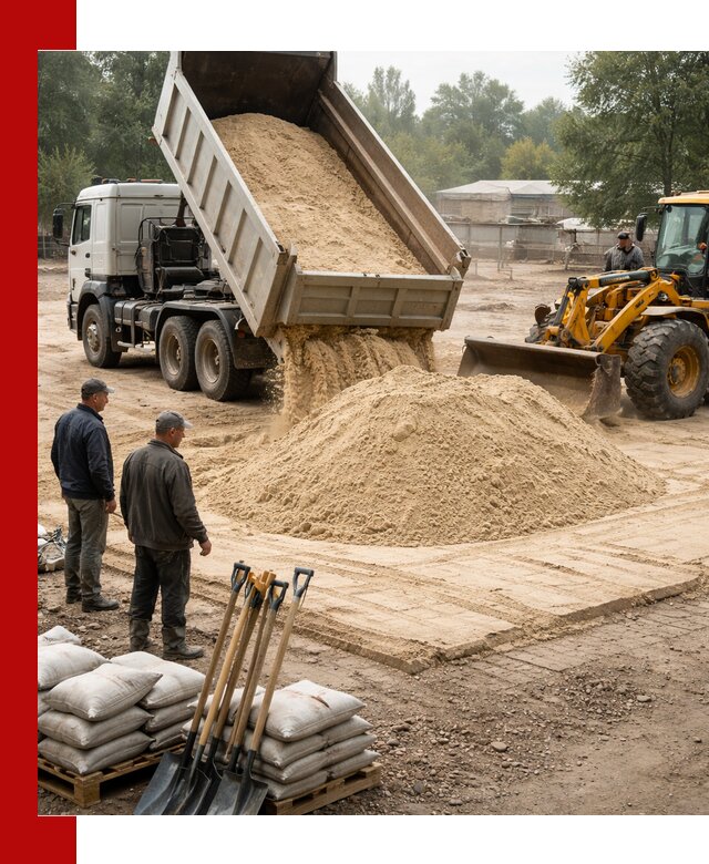 Доставка мытого песка в Губахе с самосвалами по выгодной цене