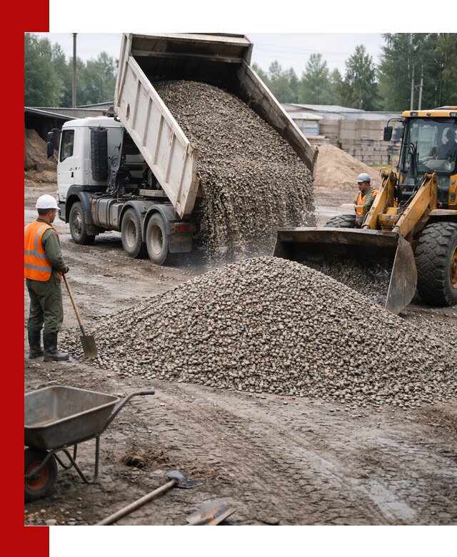 Мытый гравий с доставкой в Губахе от карьера до участка