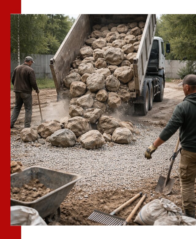 Доставка и укладка булыжника в Губахе