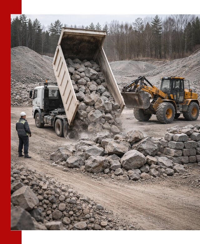 Доставка и продажа бутового гранитного камня в Губахе