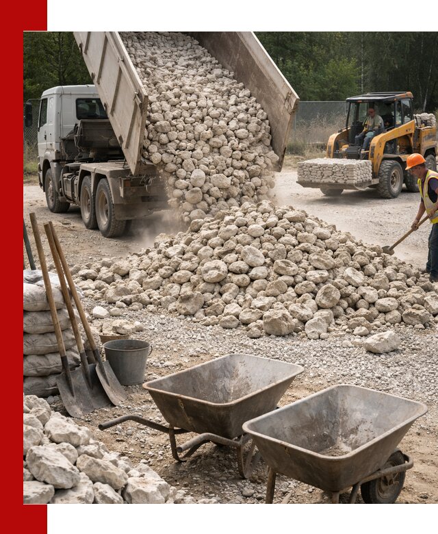 Доставка и продажа бутового известнякового камня в Губахе