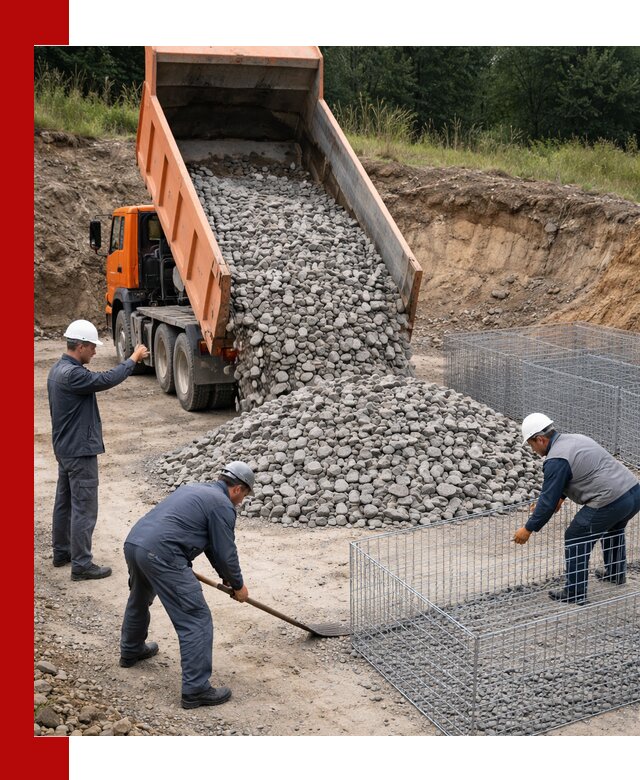 Камень для габионов с доставкой в Губахе быстро и надёжно