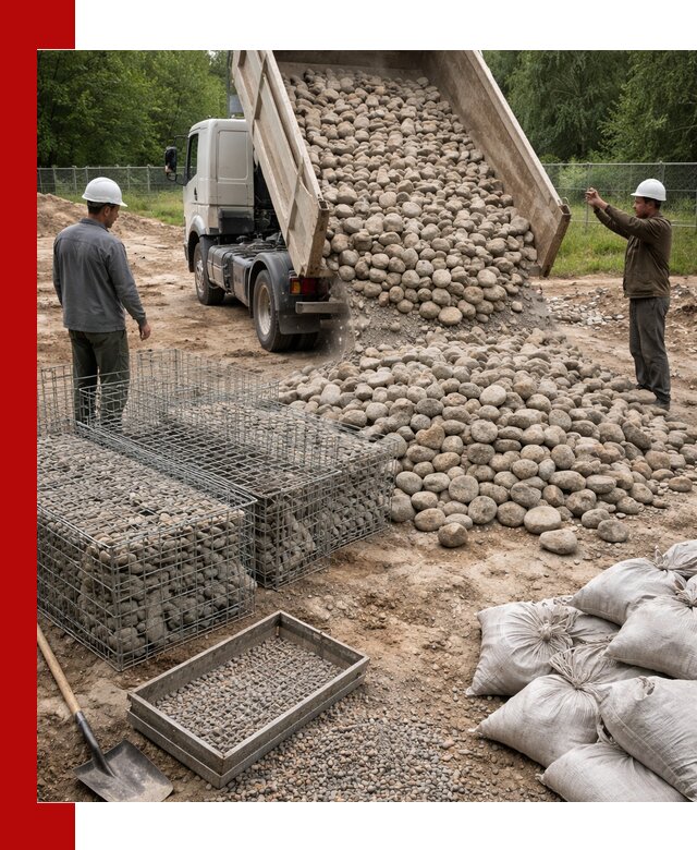 Камень для габионов фракция 70–151 в Губахе