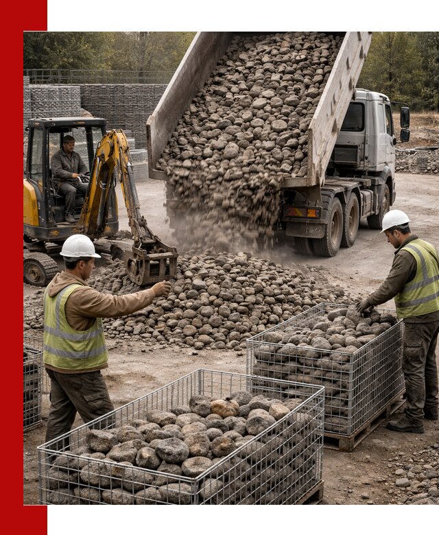 Камень для габионов фракция 100–201 в Губахе