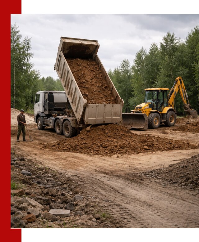 Доставка суглинка самосвалами в Губахе подсыпка и планировка