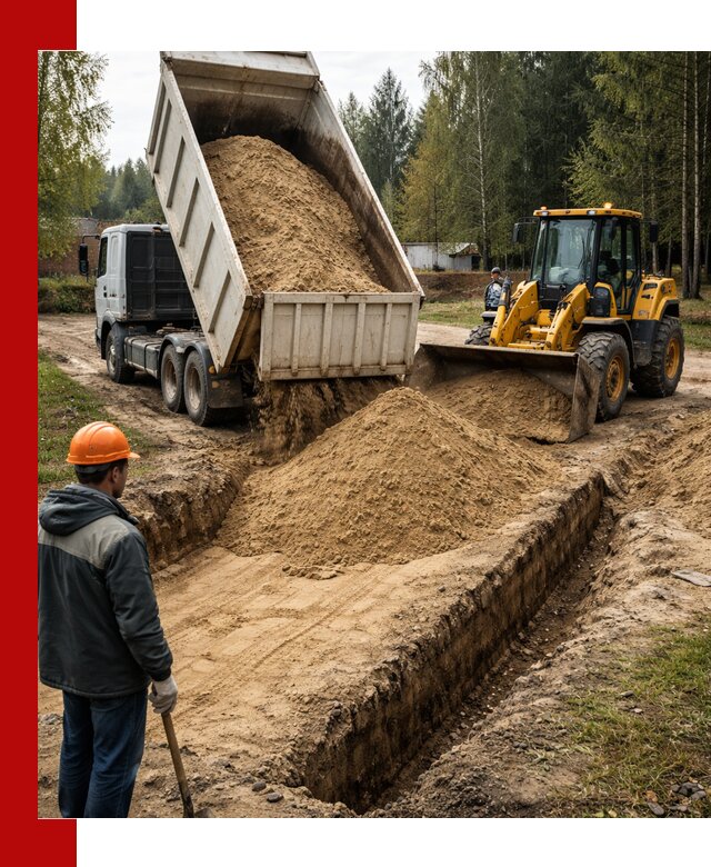 Доставка песчаного грунта в Губахе для строительных работ