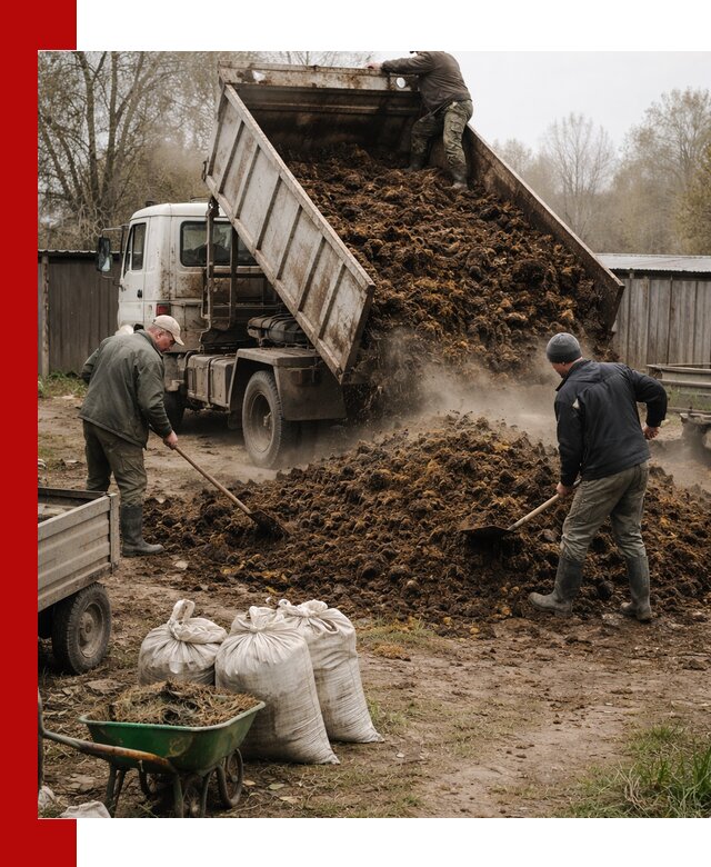 Доставка коровьего навоза самосвалом в Губахе