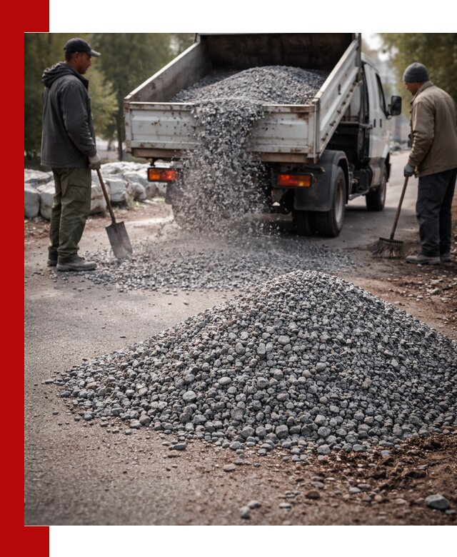 Гранитная крошка для посыпки дорог и тротуаров в Губахе