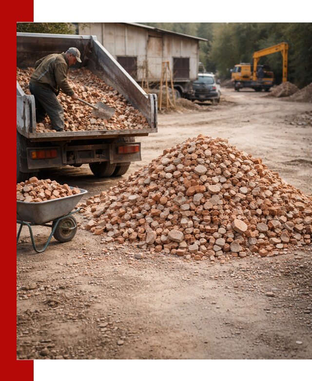 Доставка и подушка из боя кирпича с разгрузкой в Губахе