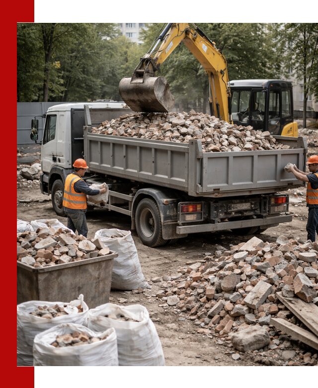 Вывоз строительного мусора в Губахе с самосвалами и контейнерами