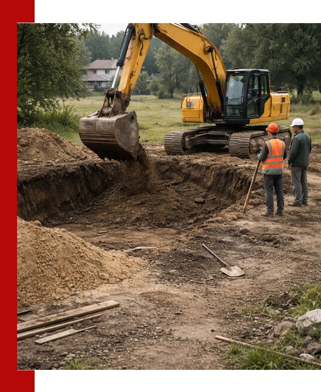 Рытье котлована под фундамент в Губахе (быстро и недорого)